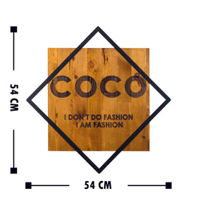 Accesoriu decorativ Fashion, negru/stejar, lemn/metal, 54x54 cm