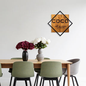 Accesoriu decorativ Fashion, negru/stejar, lemn/metal, 54x54 cm