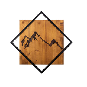 Accesoriu decorativ Mountain 2, stejar/negru, lemn/metal 54x54 cm