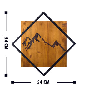 Accesoriu decorativ Mountain 2, stejar/negru, lemn/metal 54x54 cm