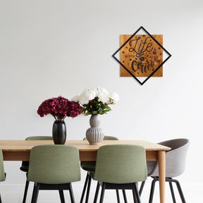 Accesoriu decorativ 899SKL2137, stejar/negru, lemn/metal, 54x54 cm