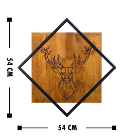 Accesoriu decorativ Deer, negru/stejar, lemn/metal, 54x54 cm