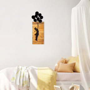 Accesoriu decorativ Child, negru/stejar, lemn/metal, 30x3x86 cm