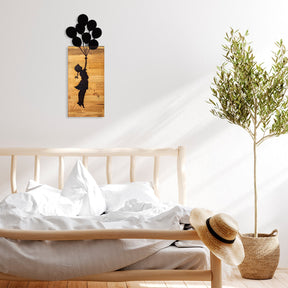 Accesoriu decorativ Child, negru/stejar, lemn/metal, 30x3x86 cm