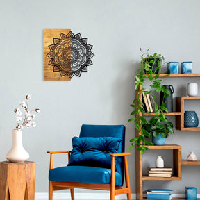 Accesoriu decorativ Msiala 4, negru/stejar, lemn/metal, 59x58 cm