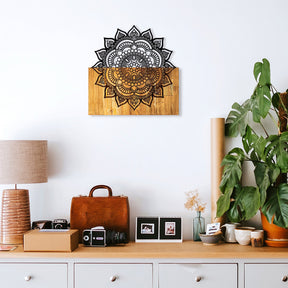 Accesoriu decorativ Msiala 4, negru/stejar, lemn/metal, 59x58 cm
