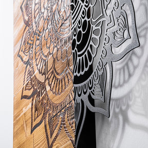 Accesoriu decorativ Msiala 4, negru/stejar, lemn/metal, 59x58 cm