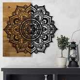 Decoratiune perete 899SKL2180, stejar/negru, lemn/metal, 59x3x58 cm