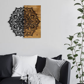 Decoratiune perete 899SKL2180, stejar/negru, lemn/metal, 59x3x58 cm