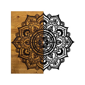 Decoratiune perete 899SKL2180, stejar/negru, lemn/metal, 59x3x58 cm