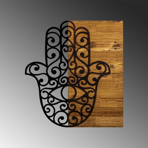 Accesoriu decorativ Hamse, negru/stejar, metal/lemn, 46x3x58 cm