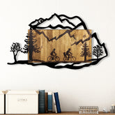 Accesoriu decorativ Bicycle Riding, negru/stejar, lemn/metal, 92x3x51 cm