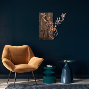 Accesoriu decorativ Deer1, auriu, metal/lemn, 56x58 cm