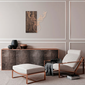 Accesoriu decorativ Deer1, auriu, metal/lemn, 56x58 cm