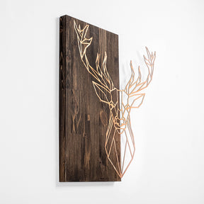 Accesoriu decorativ Deer1, auriu, metal/lemn, 56x58 cm