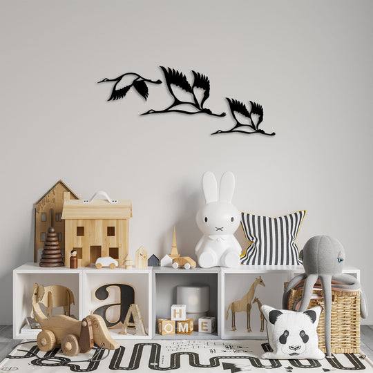 Decoratiune perete Storks - 287, negru, metal