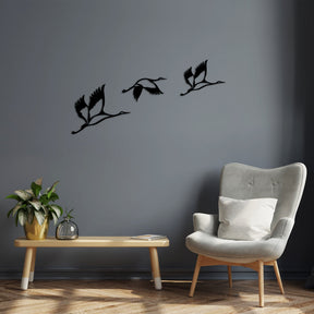 Decoratiune perete Storks - 287, negru, metal