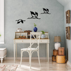 Decoratiune perete Storks - 287, negru, metal