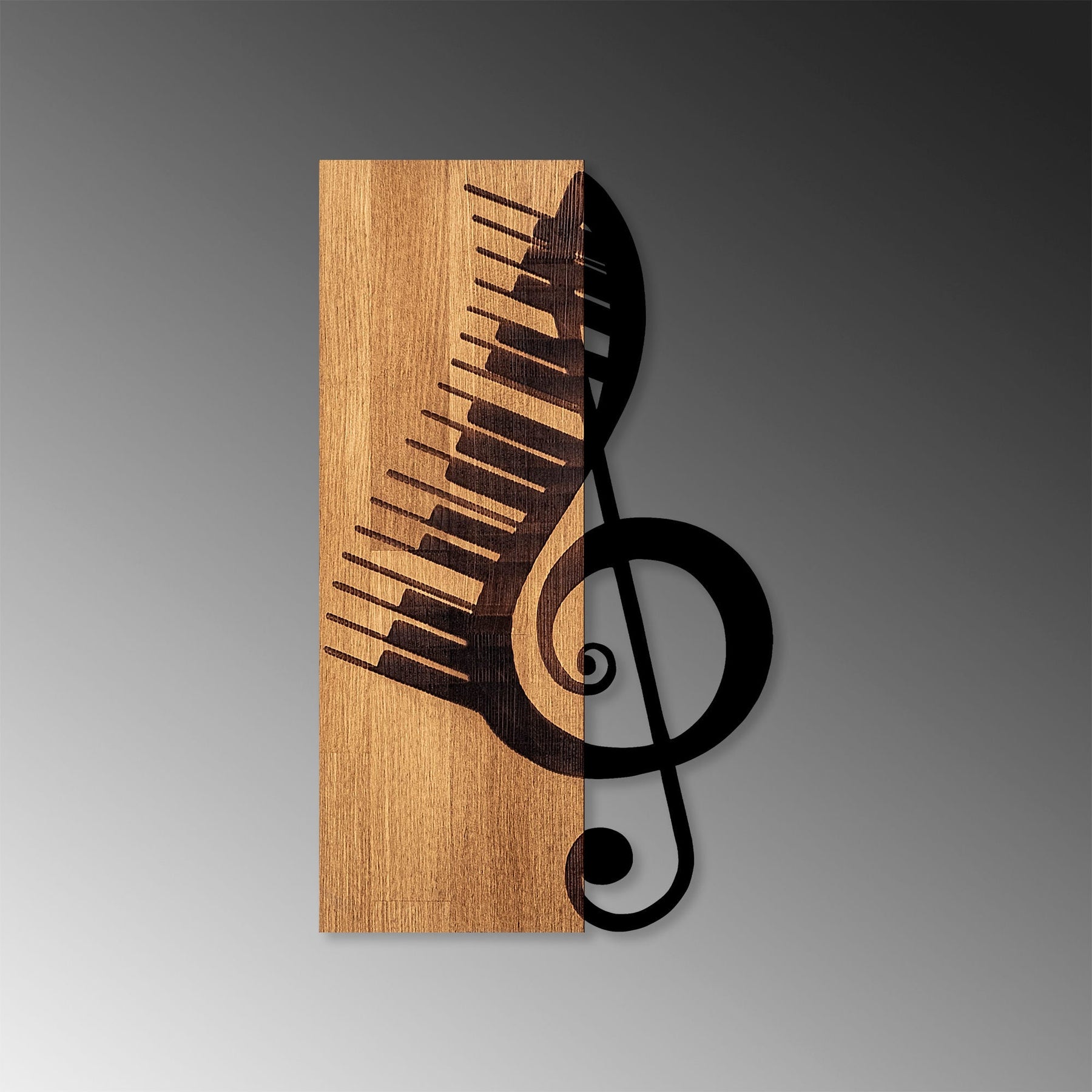 Decoratiune perete Musical 1, stejar/negru, lemn/metal, 30x50 cm