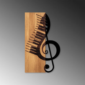 Decoratiune perete Musical 1, stejar/negru, lemn/metal, 30x50 cm