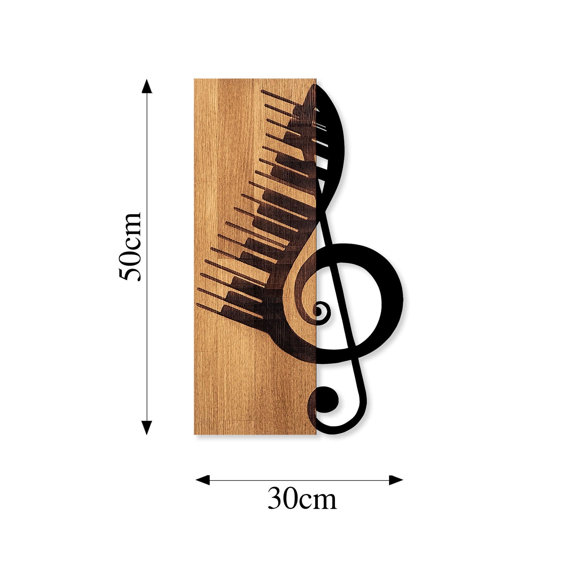Decoratiune perete Musical 1, stejar/negru, lemn/metal, 30x50 cm