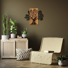 Accesoriu decorativ Monumental Tree 2, nuc/negru, lemn/metal, 64x58 cm