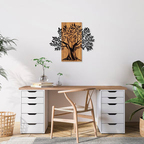 Accesoriu decorativ Monumental Tree 2, nuc/negru, lemn/metal, 64x58 cm