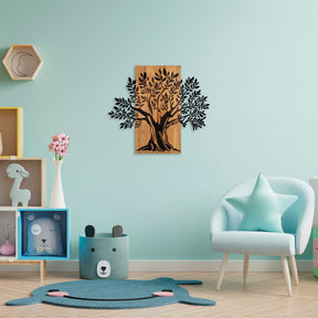 Accesoriu decorativ Monumental Tree 2, nuc/negru, lemn/metal, 64x58 cm