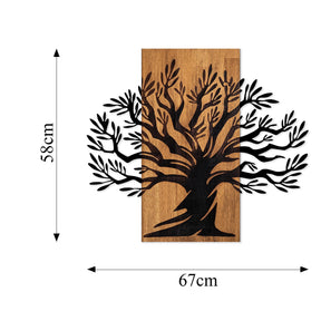 Accesoriu decorativ Monumental Tree, negru,stejar, lemn/metal, 67x58 cm