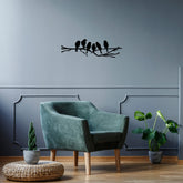 Accesoriu decorativ Birds On The Branch, negru, metal, 70x21 cm