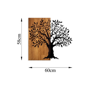 Decoratiune perete Mysterious Tree - 371, stejar/negru, lemn/metal, 60x58 cm