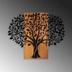 Accesoriu decorativ Magical Tree-378, negru/stejar, lemn/metal, 73x58 cm