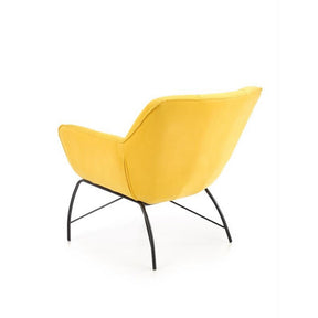 Fotoliu modern Belton, catifea galbena, 74x73x78 cm