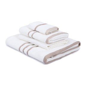 Set 4 prosoape bucatarie Linda, 50x70-90x145 cm, material bumbac, alb/bej