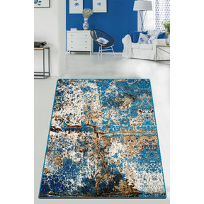 Covor Be Lost , 160x230 cm, forma dreptunghiulara, bumbac/poliester, albastru
