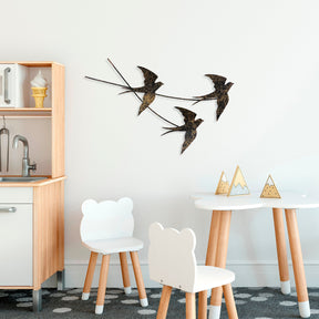 Decoratiune perete Wallow 2, negru/auriu, metal, 70x42 cm