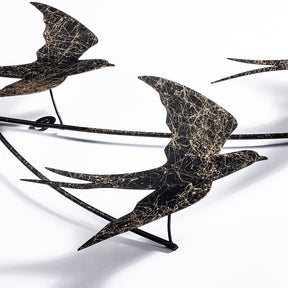 Decoratiune perete Wallow 2, negru/auriu, metal, 70x42 cm