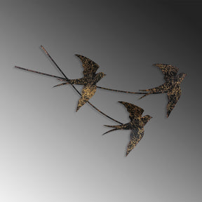 Decoratiune perete Wallow 2, negru/auriu, metal, 70x42 cm