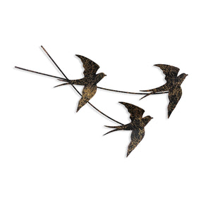 Decoratiune perete Wallow 2, negru/auriu, metal, 70x42 cm