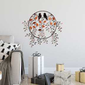Accesoriu decorativ Love of Birds 3, maro, metal, 86x75 cm