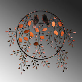Accesoriu decorativ Love of Birds 3, maro, metal, 86x75 cm