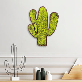 Accesoriu decorativ Cactus, verde, muschi natural, 34x2x45 cm