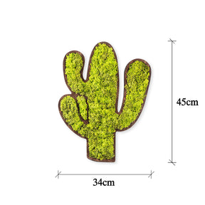 Accesoriu decorativ Cactus, verde, muschi natural, 34x2x45 cm