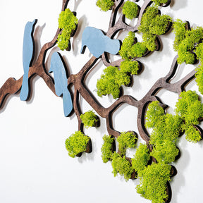 Decoratiune perete Tree 3, verde/albastru, muschi, 79x1x60 cm