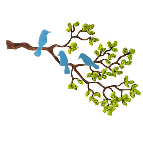 Decoratiune perete Tree 3, verde/albastru, muschi, 79x1x60 cm