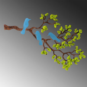Decoratiune perete Tree 3, verde/albastru, muschi, 79x1x60 cm