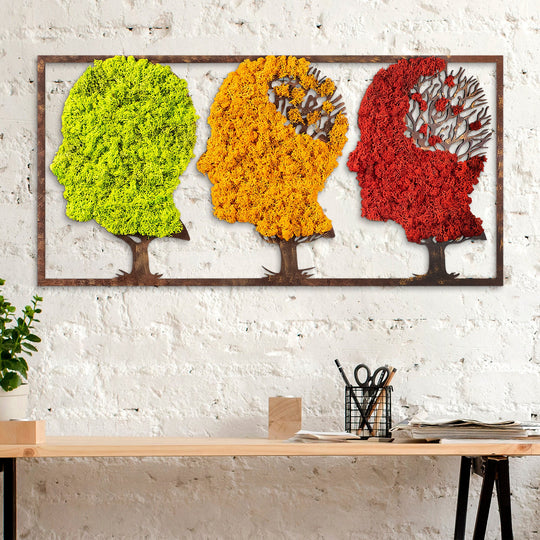Decoratiune perete The Seasons Change, multicolor, muschi, 86x1x43 cm