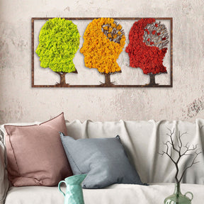 Decoratiune perete The Seasons Change, multicolor, muschi, 86x1x43 cm