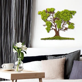Decoratiune perete Tree 2, verde/maro, muschi, 71x1x59 cm