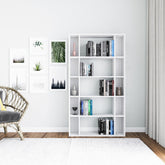 Biblioteca Sanborn, alb, PAL melaminat, 90x25x164 cm